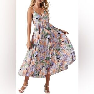 Blythe Floral Plisse Midi Dress (Large)